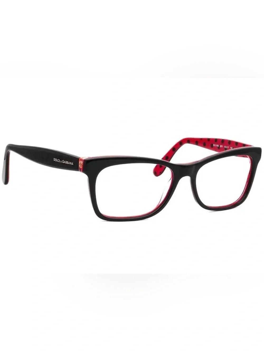 Dolce & Gabbana Black and Red Women's Square Eyeglass Frames